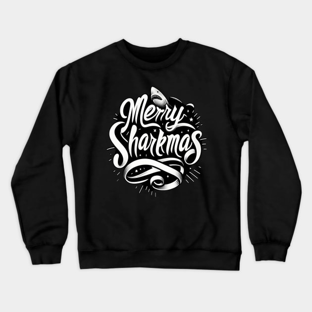 Merry Sharkmas, Santa Waving, Christmas Gift, Shark Gift Crewneck Sweatshirt by Customo